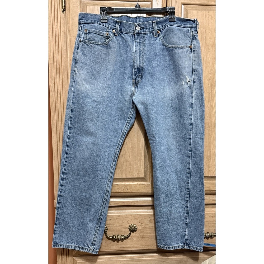 Levis 505 Jeans Mens 38x29 Blue Regular Straight Light Wash Denim Pants